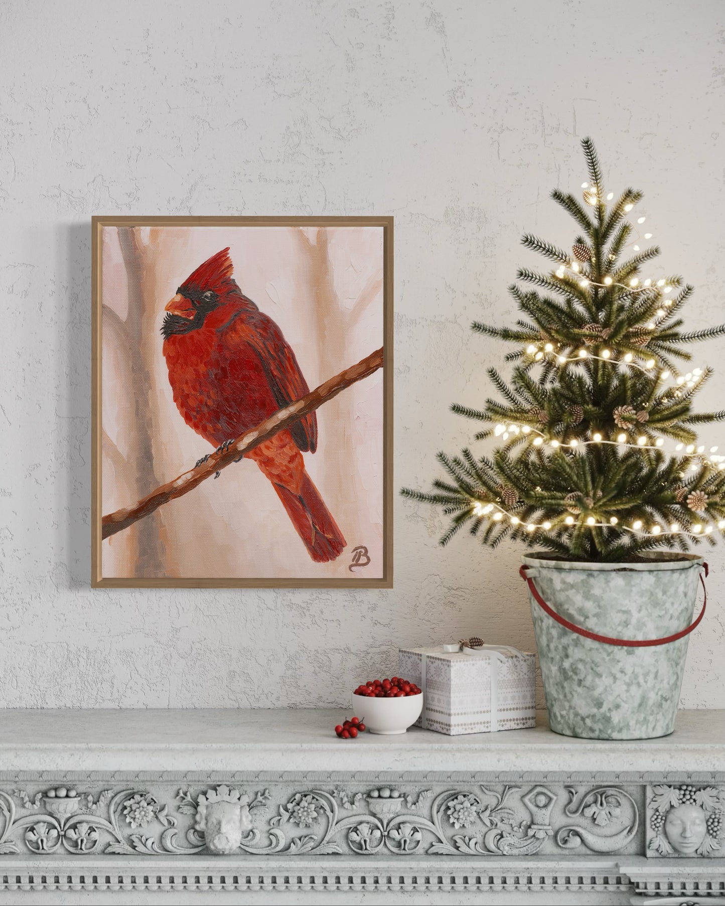 December Cardinal (Unstretched Canvas)